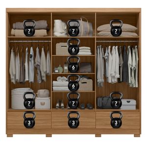 Ropero Paul 6 Puertas 3 Cajones Almendra Off White