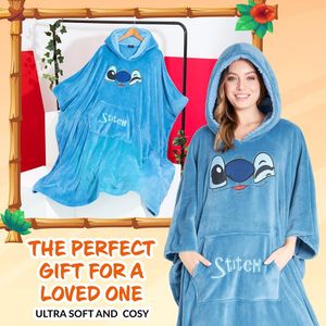 Lilo & Stitch | Manta Polar Sherpa con capucha de gran tamaño de Stitch de Disney | Talla Única