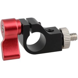 CAMVATE Abrazadera Simple de 15mm con Rosca 1/4"-20 y Tornillo (Perilla Roja) - Dos Agujeros de Acc