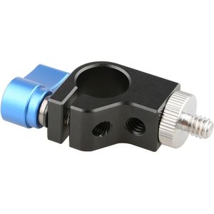 CAMVATE Abrazadera Simple de 15mm con Rosca 1/4"-20 y Tornillo (Perilla Azul) - Dos Orificios de Ac