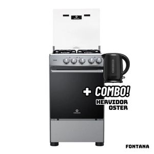 Cocina De Pie INDURAMA a Gas 4 Hornillas FONTANA + Hervidor OSTER NEGRO