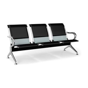 Tandem De Espera Aeropuerto Drimer Semi Tapiz Negro 3 Asientos Ofideas