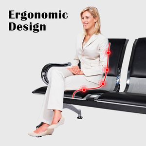 Tandem De Espera Aeropuerto Drimer Semi Tapiz Negro 3 Asientos Ofideas