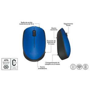 Mouse Logitech M170 Inalámbrico-Azul