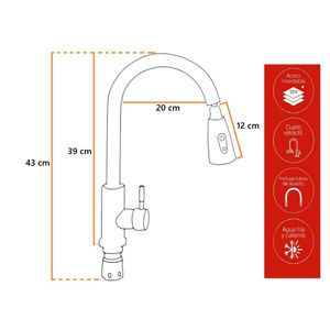 Llave Pico Ganso Retractil Mezcladora Monocomando al Mueble Valmax