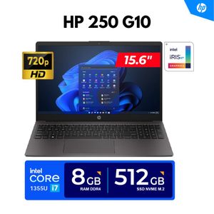 LAPTOP HP 250 G10 15.6" HD LED Core i7-1355U 5GHz 10 Núcleos 8GB DDR4-3200 512GB SSD FREEDOS