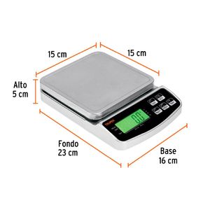 Balanza Gramera Electrónica para Cocina Recargable 3 kg, 102317 Truper