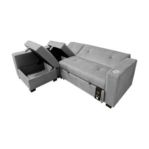 Sofá Cama Multifuncional Kavala con portavasos 3 Cuerpos - Gris Claro