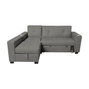 Sofá Cama Multifuncional Kavala con portavasos 3 Cuerpos - Gris Oscuro