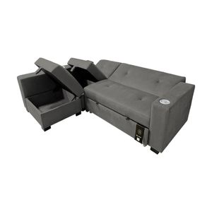 Sofá Cama Multifuncional Kavala con portavasos 3 Cuerpos - Gris Oscuro