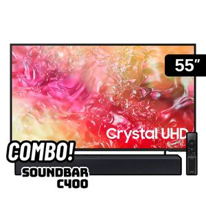 TELEVISOR SAMSUNG 55 SMART TV TIZEN OS 4K CRYSTAL UHD LED UN55DU7000GXPE + SOUNDBAR SAMSUNG C400