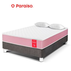 Cama Box Tarima PARAISO Medallón Ergosoft 2 Plz + 2 Almohadas + Protector