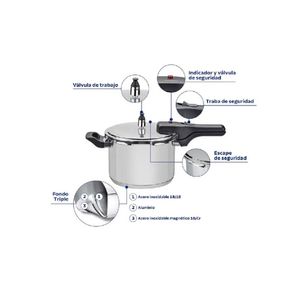Olla a presión Tramontina de acero inoxidable 6 LITROS