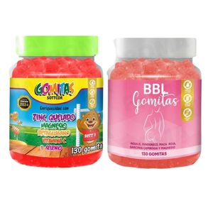 PACK 2 GOMITAS ZINC QUELADO NIÑOS  + GOMITAS AGUAJE BBL 260 UND