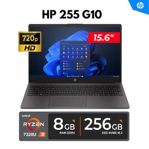LAPTOP HP 255 G10 15.6" HD LED AMD Ryzen 3 7320U 4.10GHz 8GB DDR4 - 3200MHz  256GB SSD FREEDOS