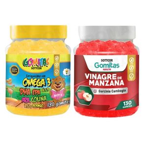 PACK 2 GOMITAS OMEGA 3 NIÑOS  + VINAGRE DE MANZANA 130 UND