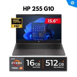 LAPTOP HP 255 G10 15.6" HD LED AMD Ryzen 5 7520U 4.30GHz 16GB DDR5 - 6400MHz 512GB SSD FREEDOS