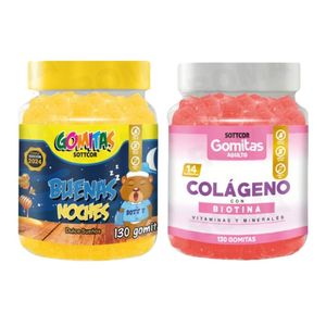 PACK 2 GOMITAS BUENAS NOCHES NIÑOS 130UND + COLAGENO ADULTOS 130UND