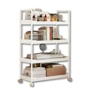 Carrito Organizador de Cocina Multiusos 4 Niveles con Ruedas 104x57x28cm Blanco