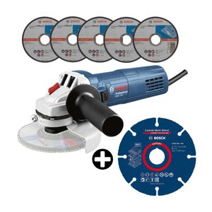 COMBO Bosch: Amoladora Angular GWS 700 -710W + 5 discos + Disco de Corte para Madera 4 1/2"