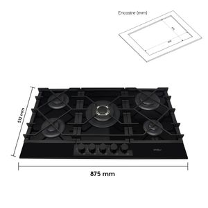 COMBO FDV: Cocina Encimera Empotrable Signature 5 hornillas 90cm + Horno Empotrable Glp Vidrio Templado Black 70L + Campana Extraíble Urban 90 Negro