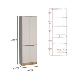 Alacena de Cocina Tuhome Soler 4 Puertas Blanco Marquez/Macadamia