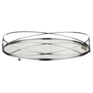 Bandeja Vidrio Redonda Plateada 35 X 35 X 6 Cm