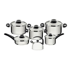 Juego de Ollas Tramontina New Solar Baquelita de acero inoxidable fondo triple con mangos y asas de baquelita 11 piezas