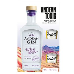 Pack Gin Puro ANDEAN Botella 700ml + Britvic Botella 150ml Paquete 2un