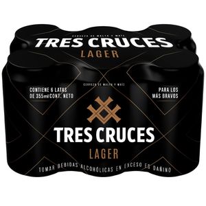 Cerveza TRES CRUCES Lager Lata 355ml Paquete 6un