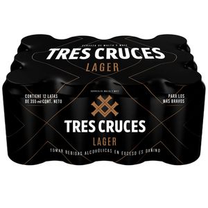Cerveza TRES CRUCES Lager Lata 355ml Paquete 12un