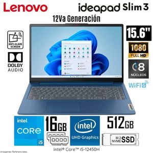 Laptop Lenovo IdeaPad Slim 3 15IAH8 Intel Core i5-12450H 16GB RAM 512GB SSD 15.6” FHD - 83ER001DLM