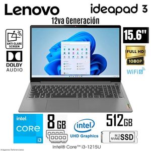 Laptop Lenovo IdeaPad 3 15IAU7 Intel Core i3-1215U 8GB RAM 512GB SSD 15.6" FHD - 82RK00WCLM