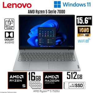 Laptop Lenovo V15 G4 AMN AMD Ryzen 5 7520U 16GB RAM 512GB SSD 15.6" FHD - 82YU00XYLM