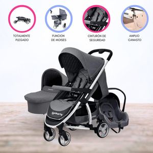 Coche de Paseo con Accesorios «LONDON» Gris