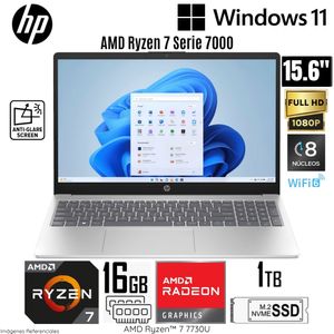 Laptop HP 15-FC0031LA AMD Ryzen 7 7730U  16GB RAM 1TB SSD 15.6" FHD Windonws 11 Home - B12STLA#ABM
