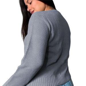 Chompa Mujer Hilo Botones Mlarga Melody 359G-24 Color Gris