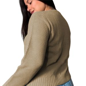 Chompa Mujer Hilo Botones Mlarga Melody 359G-24 Color Beige