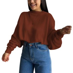 Sueter Mujer Hilo Cerada Mlarga 359G-25 Color Ladrillo