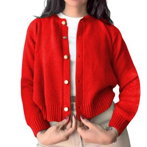 Chompa Mujer Hilo Botones Mlarga Melody 359G-24 Color Rojo