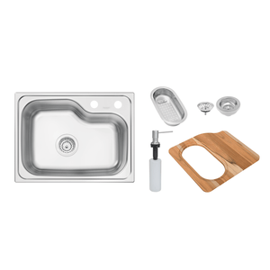 Lavadero Tramontina Morgana Compact 48 FX Undermount en Acero Inoxidable + válvula, tabla de madera, cesta coladora y dispensador de jabón