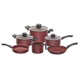 Juego de Ollas Paris en Aluminio con Revestimiento Interno y Externo con Antiadherente Starflon Max Rojo 09 Piezas