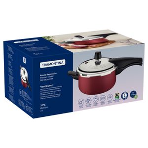 Olla de Presión Tramontina Vancouver en Aluminio con Revestimiento Interno y Externo Antiadherente Starflon Max Rojo 20 cm 3 L