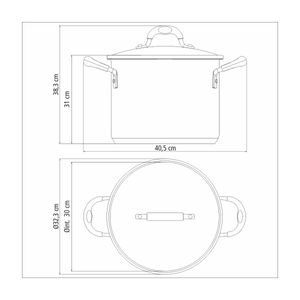 Olla alta  Astro Silicone de acero inoxidable con fondo triple con tapa de vidrio de 30 cm y 20,8 l Tramontina