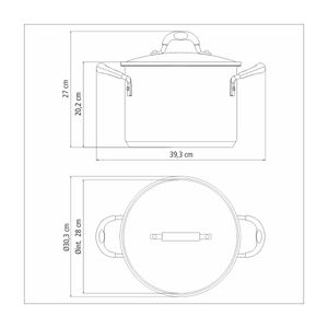 Olla alta Astro Silicone de acero inoxidable con fondo triple con tapa de vidrio de 28 cm y 11,4l Tramontina