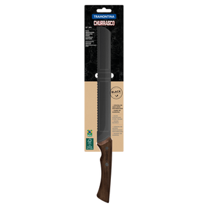 Cuchillo Dentado Tramontina Churrasco con Lámina de Acero Inoxidable Oscurecido y Mango de Madera 10"