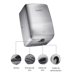 Secador de manos PURIO Cube Mini Compacto color Plata
