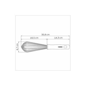 Batidor Manual Tramontina Profissional en Acero Inoxidable con Mango de Polipropileno Blanco 30 cm