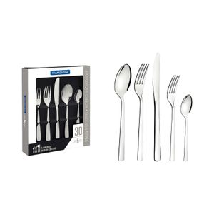 Juego de cubiertos Tramontina Oslo de acero inoxidable con cuchillos de mesa forjados 30 pzas