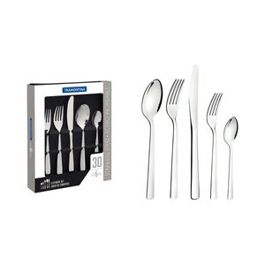 Juego de cubiertos Tramontina Oslo de acero inoxidable con cuchillos de mesa forjados 30 pzas